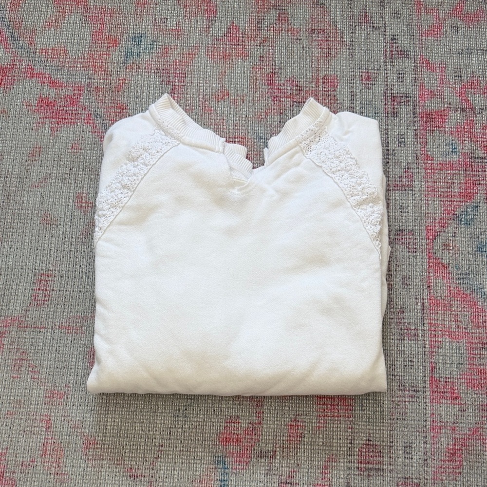 Aerie White Lace Detail Sweatshirt
